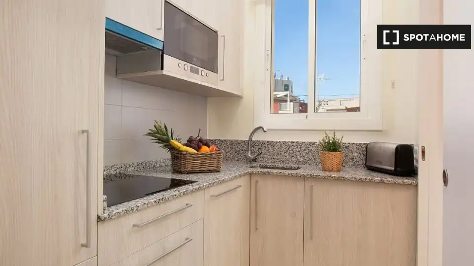 Cuina de Pis de lloguer en  Barcelona Capital amb Aire condicionat, Calefacció i Moblat