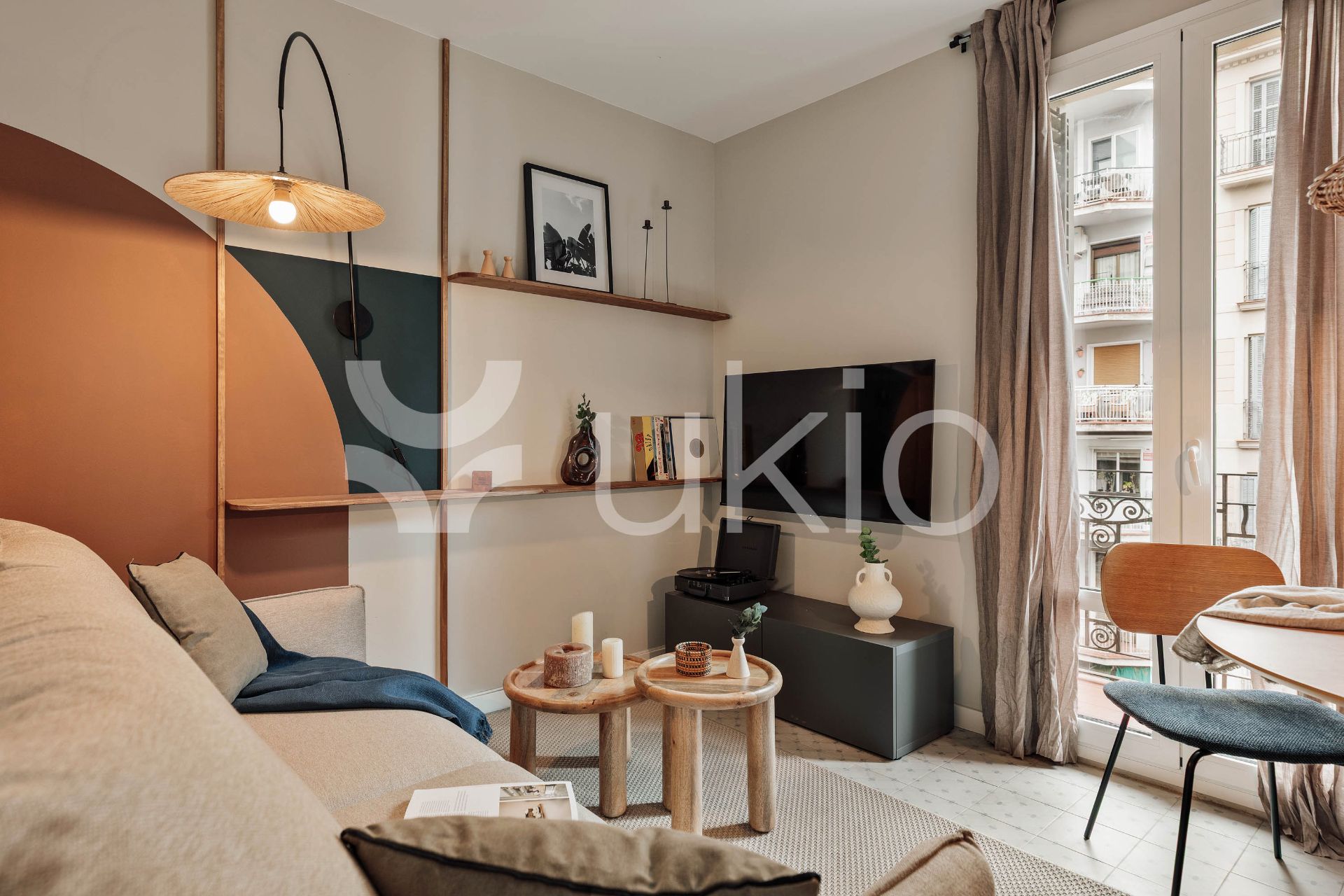 Sala d'estar de Apartament de lloguer en  Barcelona Capital amb Aire condicionat, Calefacció i Moblat