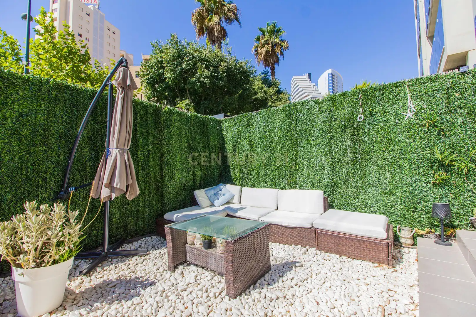 Terraza de Apartamento de alquiler en Calpe / Calp con Aire acondicionado, Jardín privado y Amueblado