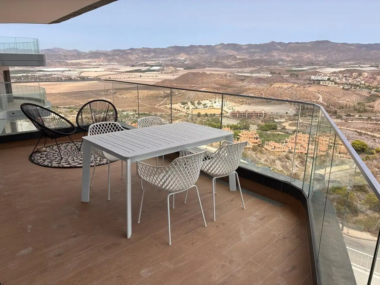 Terrasse von Wohnungen zum Verkauf in Lorca mit Klimaanlage, Privatgarten und Schwimmbad