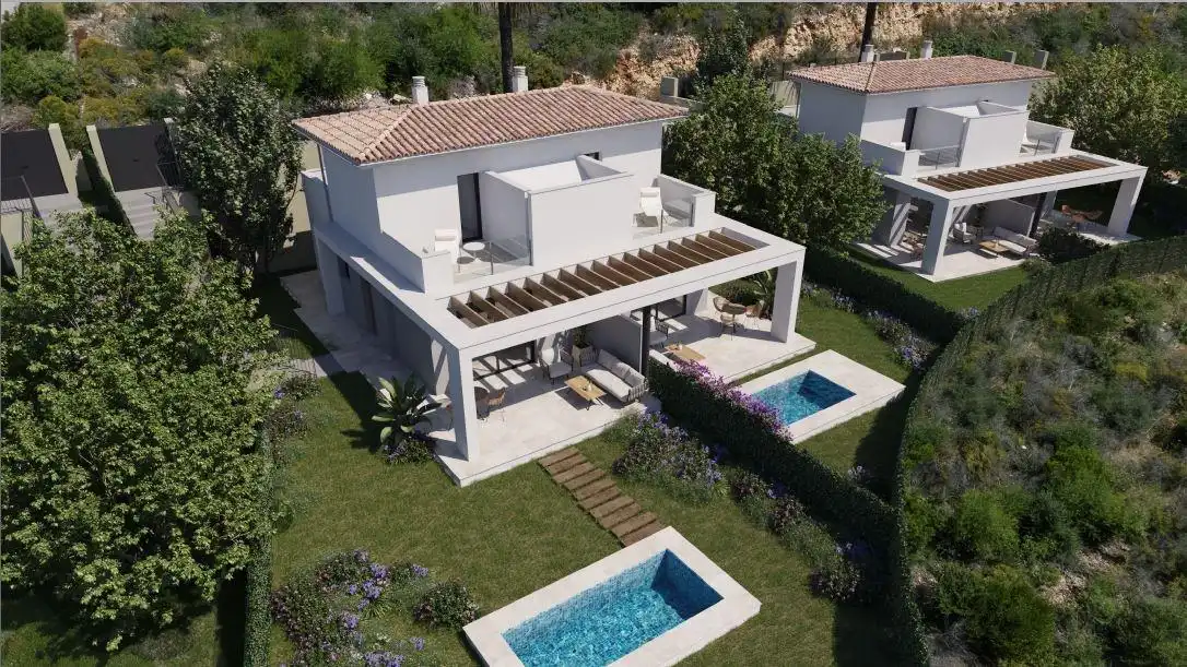 Außenansicht von Einfamilien-Reihenhaus zum Verkauf in Manacor mit Privatgarten, Terrasse und Gemeinschaftspool