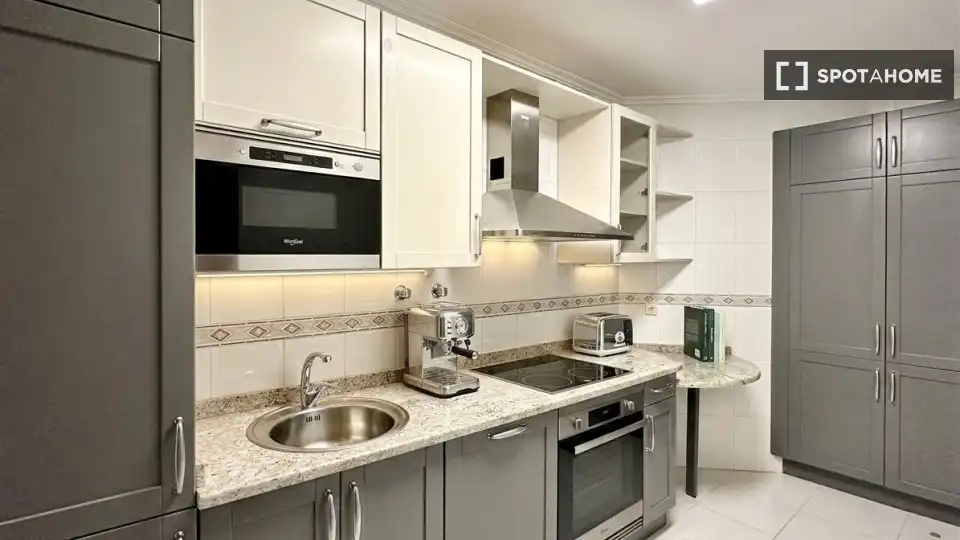 Cocina de Apartamento para compartir en Bilbao  con Aire acondicionado, Terraza y Amueblado