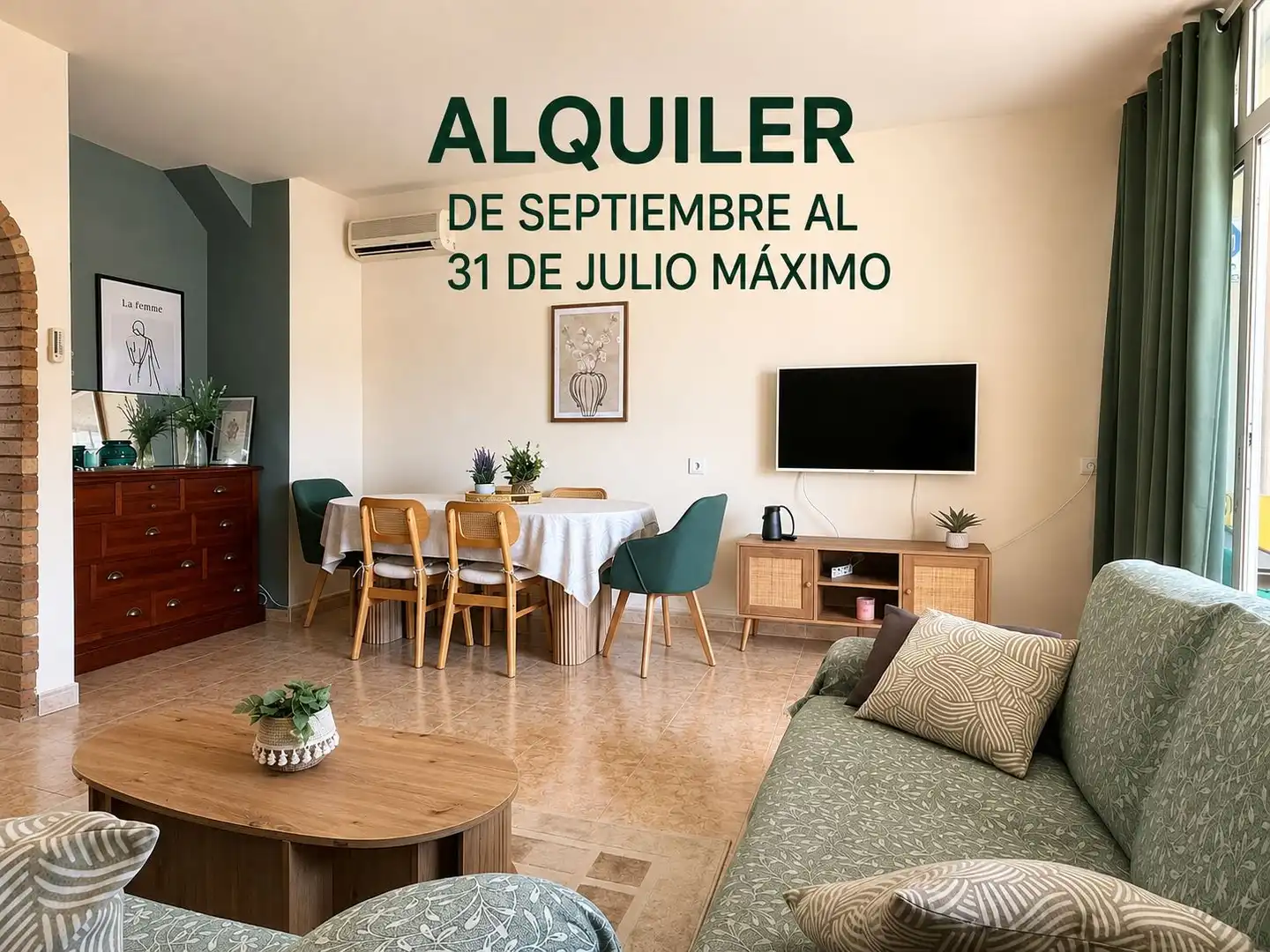 Living room of Flat for rent in Cambrils  with Air Conditioner, Furnished and Oven