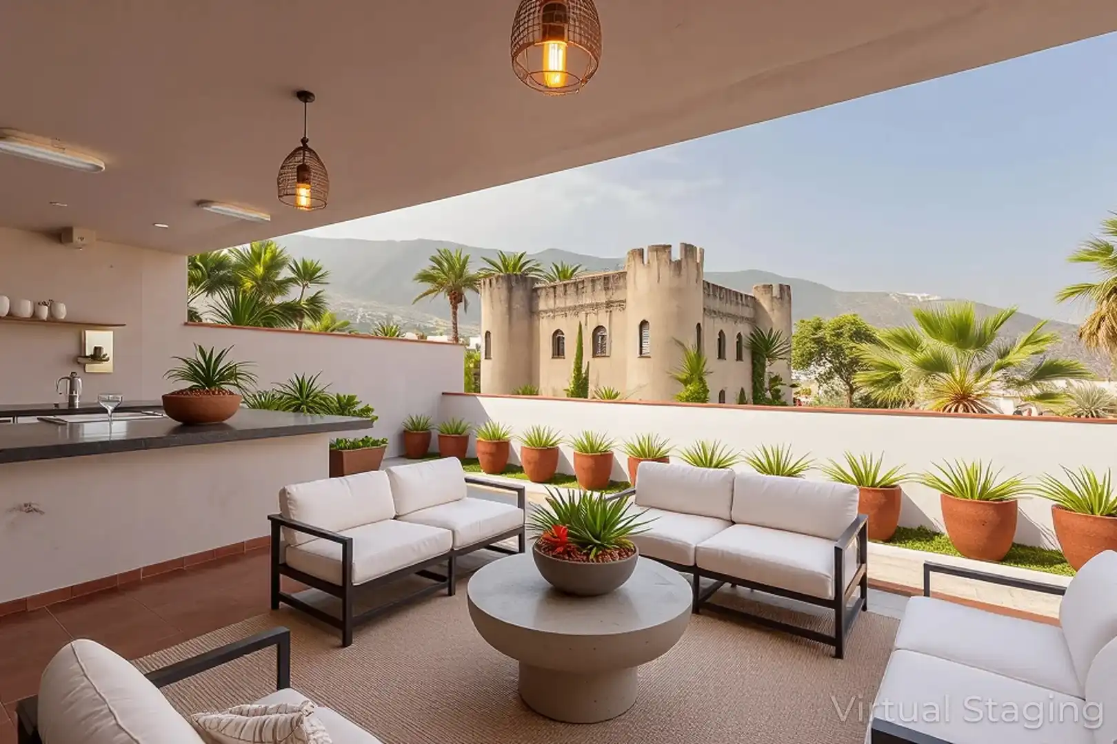 Terrasse von Einfamilien-Reihenhaus zum Verkauf in Los Realejos mit Privatgarten, Terrasse und Abstellraum