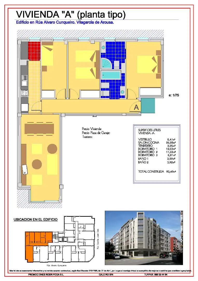 Piso en venta en Vilagarcía de Arousa con Calefacción, Parquet y Trastero