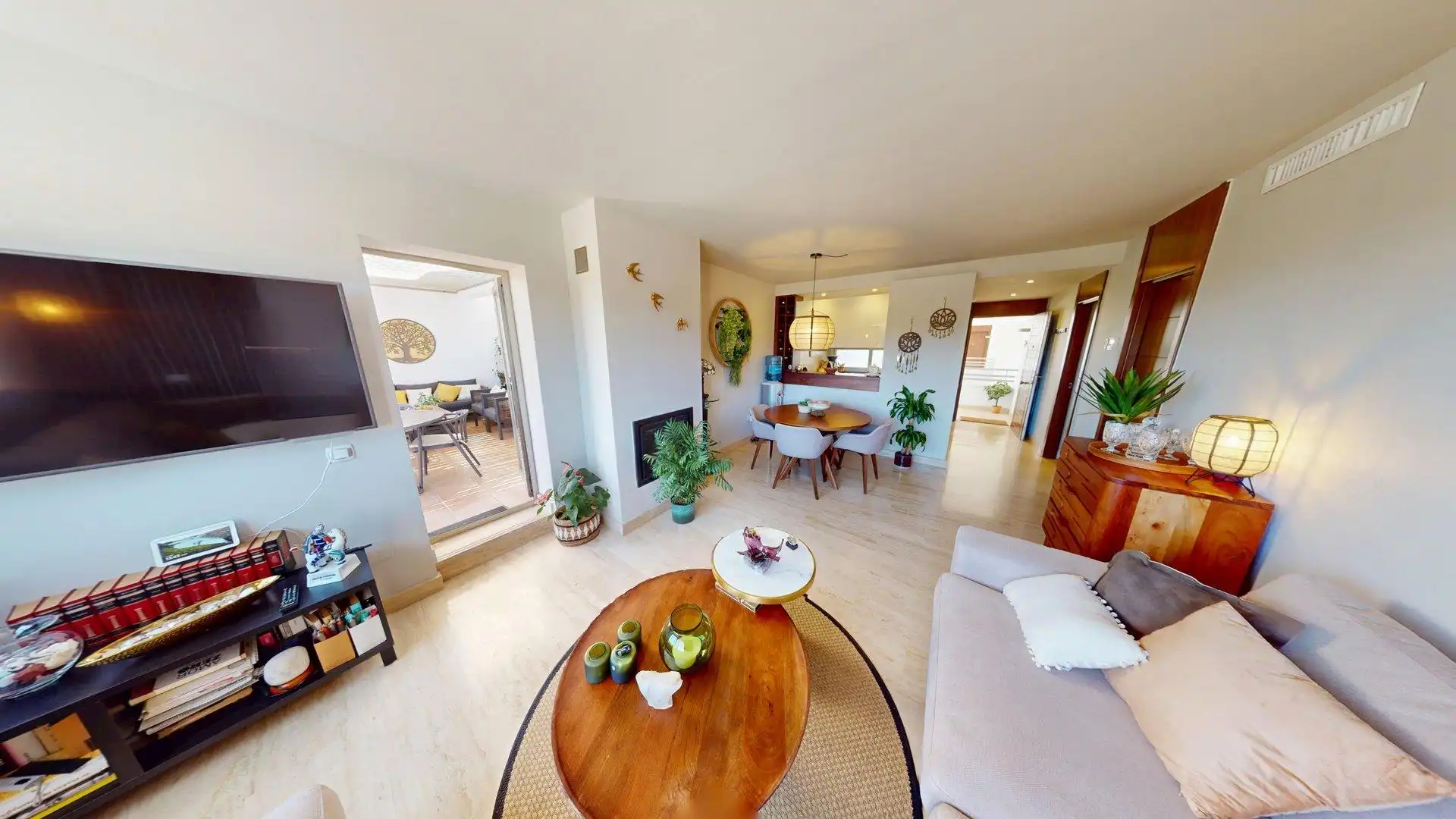 Wohnzimmer von Wohnung zum Verkauf in Mijas mit Klimaanlage, Heizung und Privatgarten