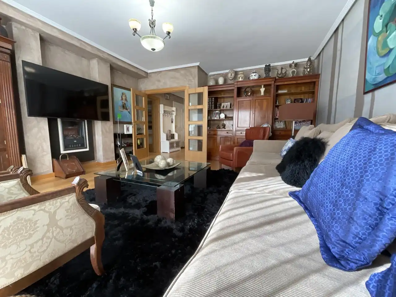 Sala d'estar de Casa adosada en venda en Cirueña amb Calefacció, Jardí privat i Parquet