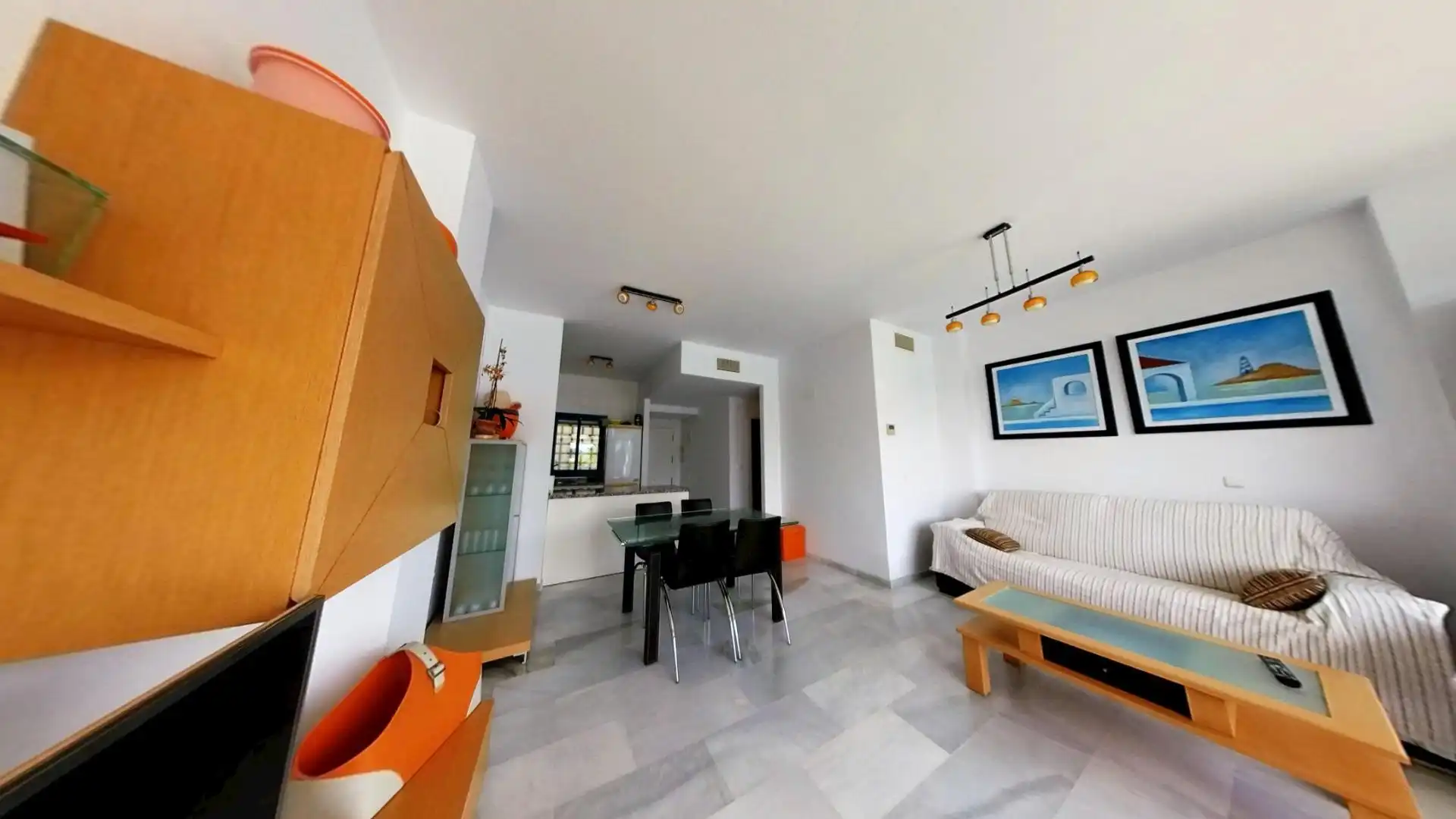 Wohnzimmer von Wohnung zum Verkauf in Gualchos mit Klimaanlage, Heizung und Terrasse