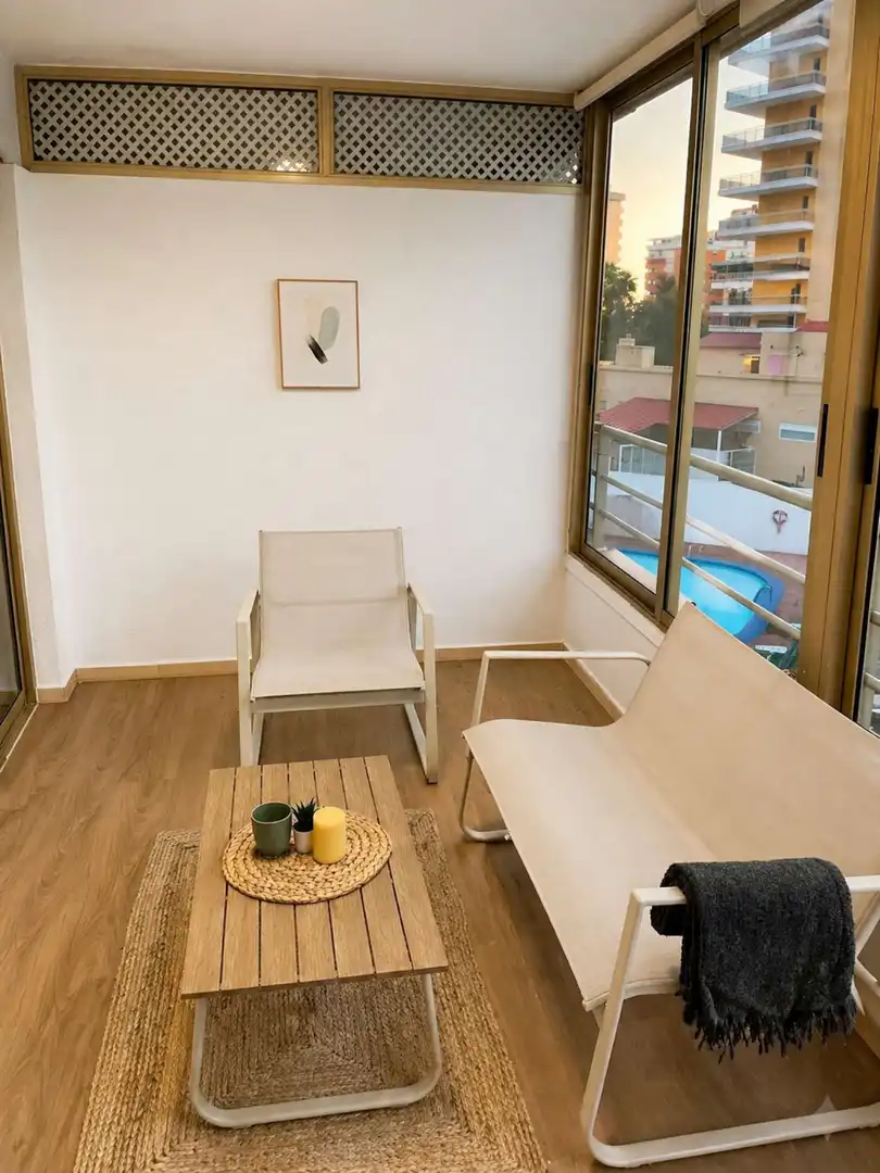 Sala d'estar de Apartament per a compartir en Puerto de la Cruz amb Aire condicionat, Terrassa i Moblat