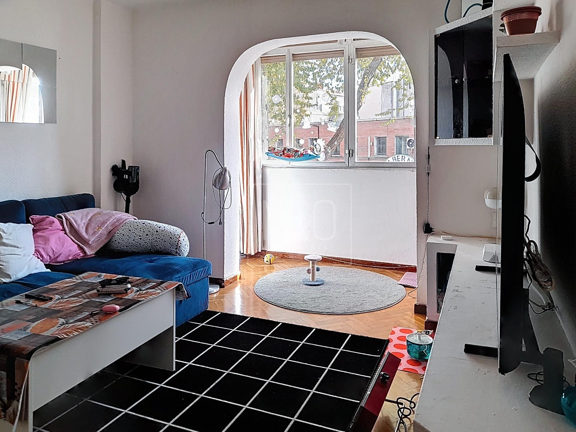 Sala de estar de Piso en venta en  Madrid Capital con Parquet y Terraza