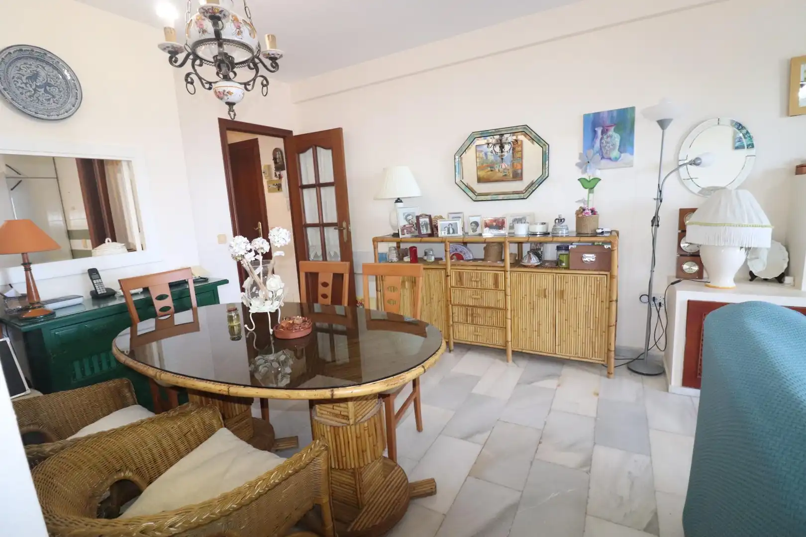 Comedor de Apartamento en venta en Mijas con Jardín privado, Terraza y Amueblado