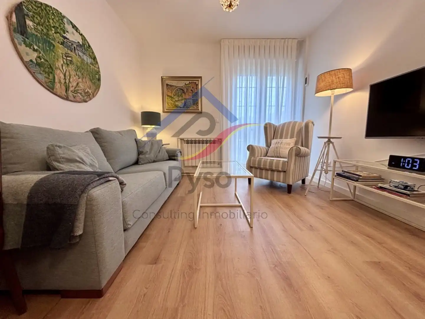 Sala d'estar de Pis de lloguer en Santander amb Calefacció, Jardí privat i Parquet