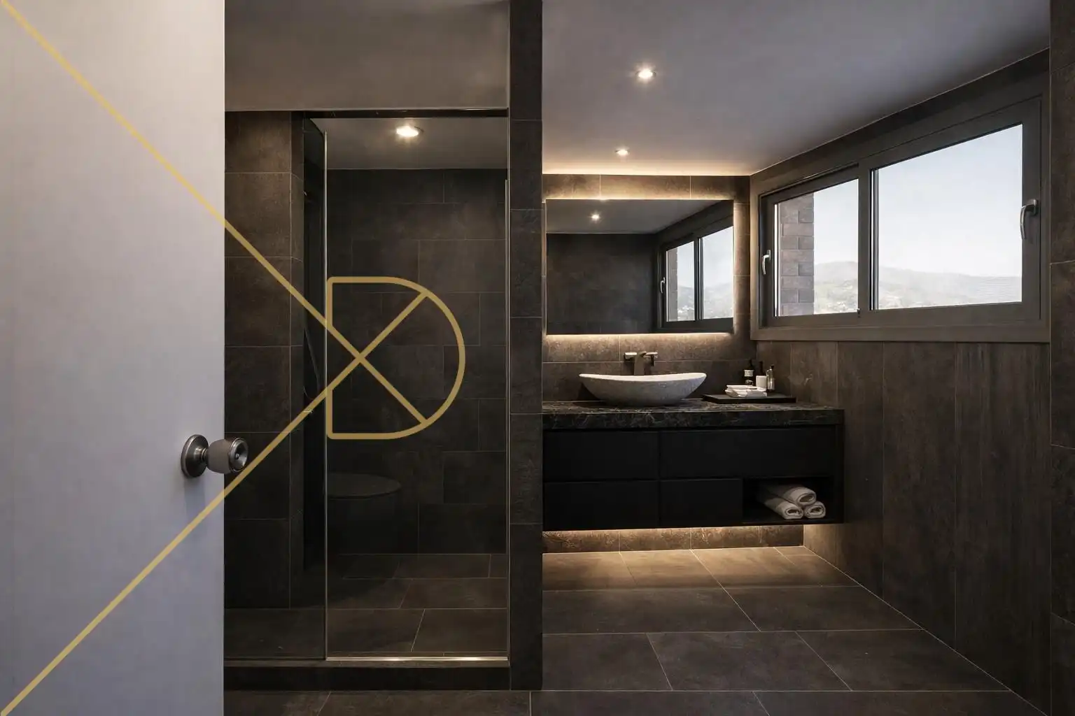 Badezimmer von Wohnung zum Verkauf in Barcelona mit Heizung, Privatgarten und Parkett