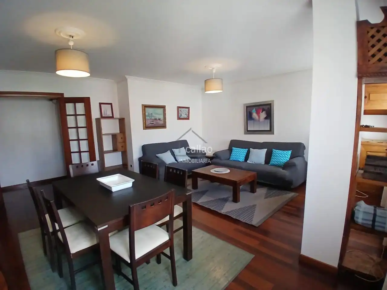 Living room of Flat for rent in Ferrol  with Heating, Parquet flooring and Furnished