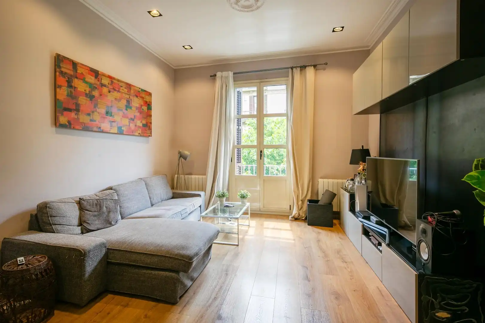 Sala de estar de Piso de alquiler en Barcelona con Calefacción, Parquet y Amueblado