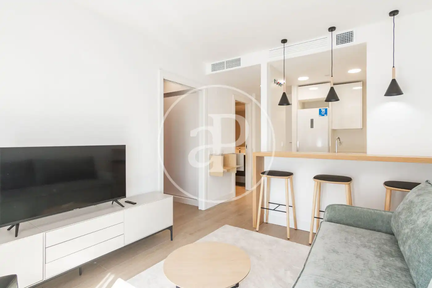 Wohnzimmer von Wohnung zur Miete in Madrid mit Klimaanlage, Heizung und Privatgarten