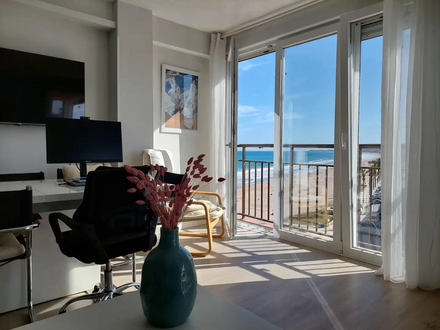 Living room of Flat for rent in El Campello  with Air Conditioner, Terrace and Furnished