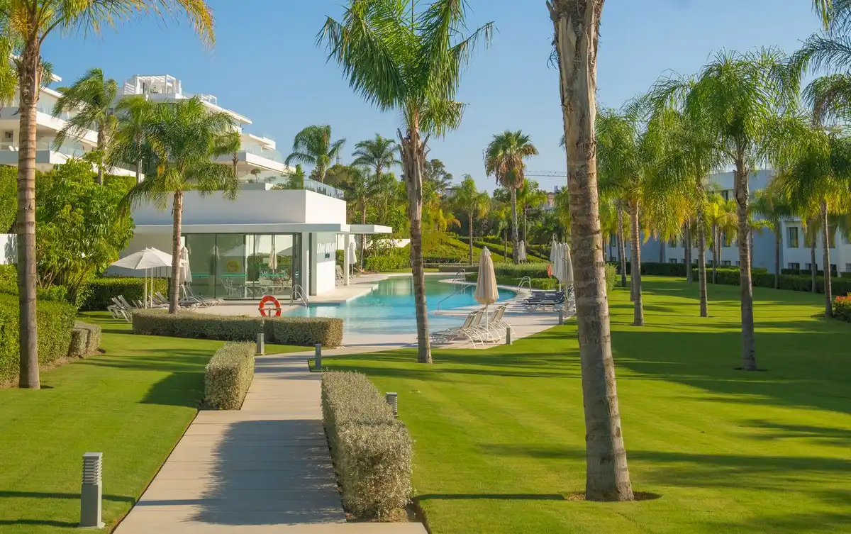 Garden of Apartments for rent in Estepona  with Air Conditioner, Parquet flooring and Terrace