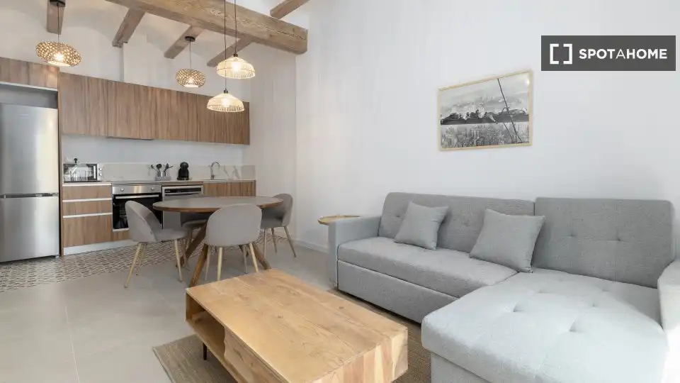 Living room of Flat for rent in Valencia  with Air Conditioner, Heating and Furnished