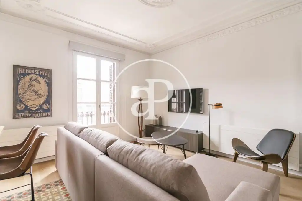 Sala de estar de Piso de alquiler en Barcelona con Aire acondicionado, Calefacción y Amueblado