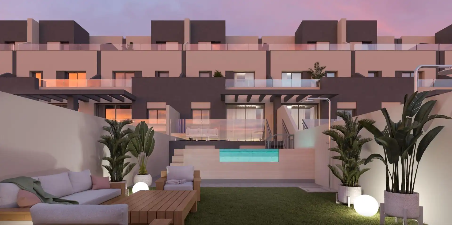 Terrasse von Einfamilien-Reihenhaus zum Verkauf in Torrox mit Klimaanlage, Heizung und Privatgarten