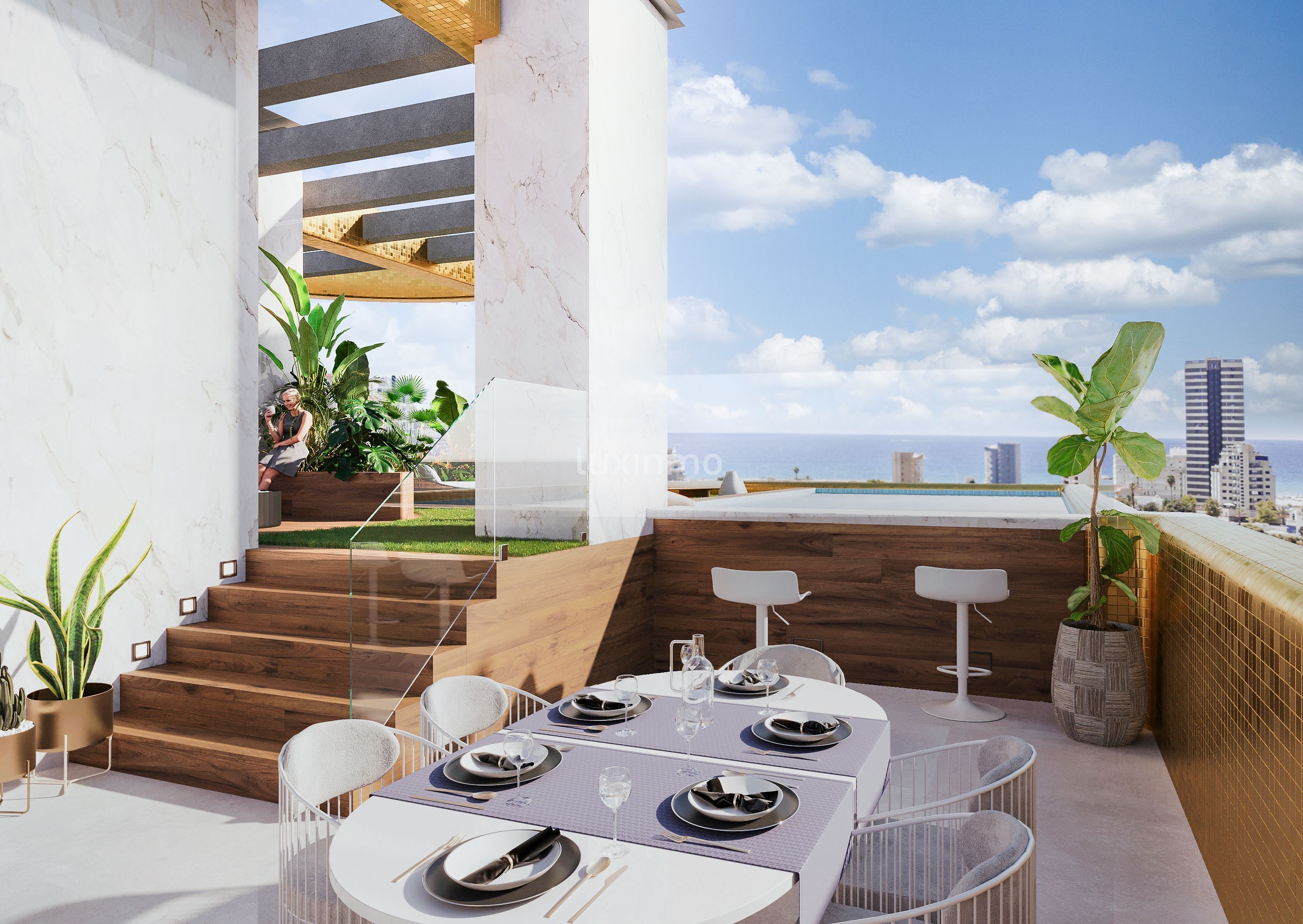 Terrace of Flat for sale in Calpe / Calp  with Air Conditioner, Heating and Private garden