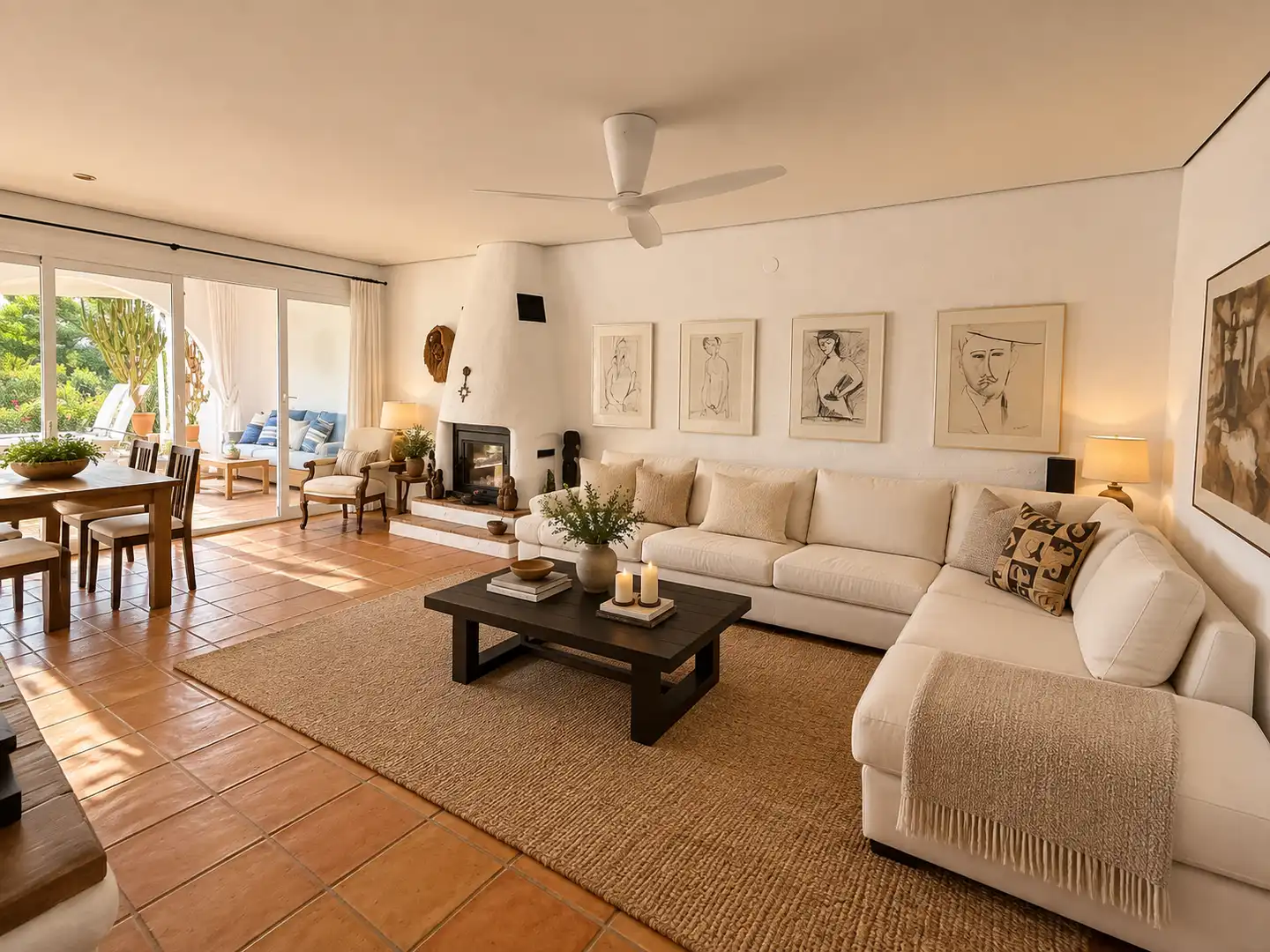 Sala d'estar de Casa adosada en venda en Santa Eulària des Riu amb Aire condicionat, Calefacció i Jardí privat