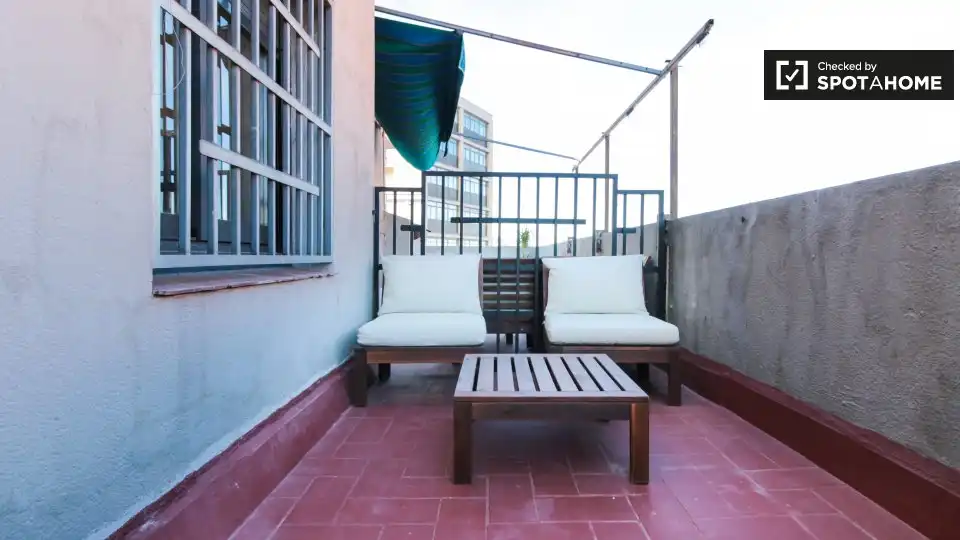Terraza de Piso de alquiler en Barcelona con Aire acondicionado, Calefacción y Amueblado