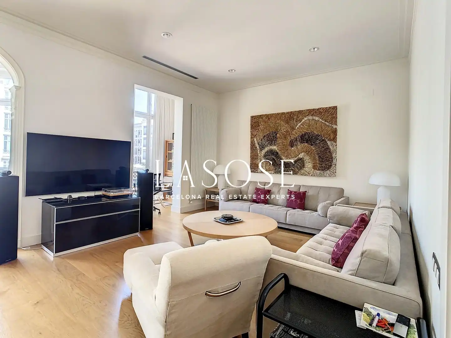 Sala d'estar de Apartament de lloguer en Barcelona amb Aire condicionat, Parquet i Balcó