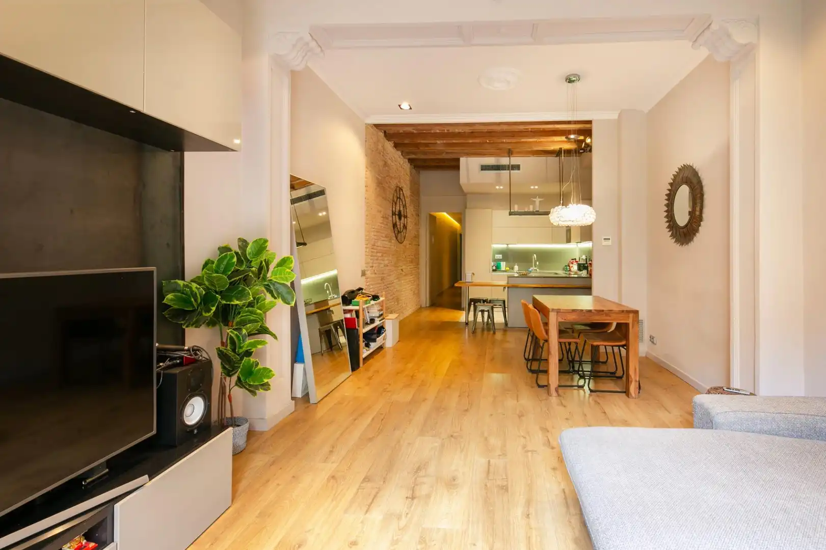 Sala de estar de Piso de alquiler en Barcelona con Calefacción, Parquet y Amueblado