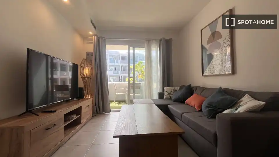 Wohnzimmer von Wohnungen zur untervermieten in La Oliva mit Klimaanlage, Terrasse und Möbliert