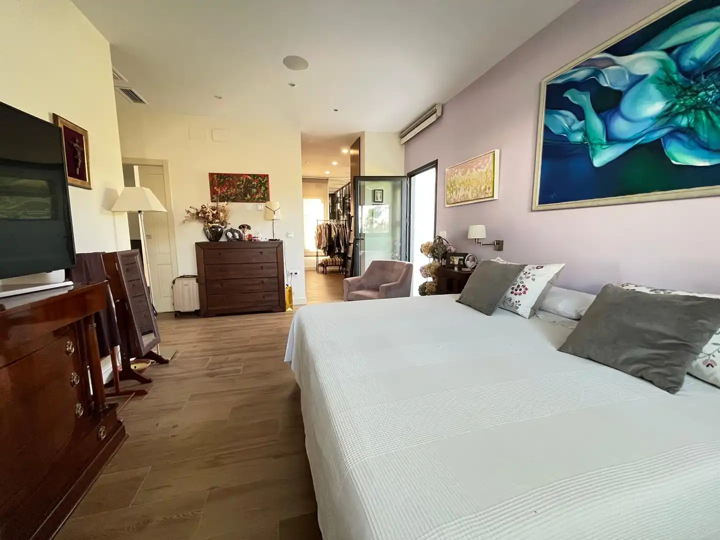 Bedroom of Houses for sale in Palomares del Río  with Air Conditioner, Private garden and Swimming Pool