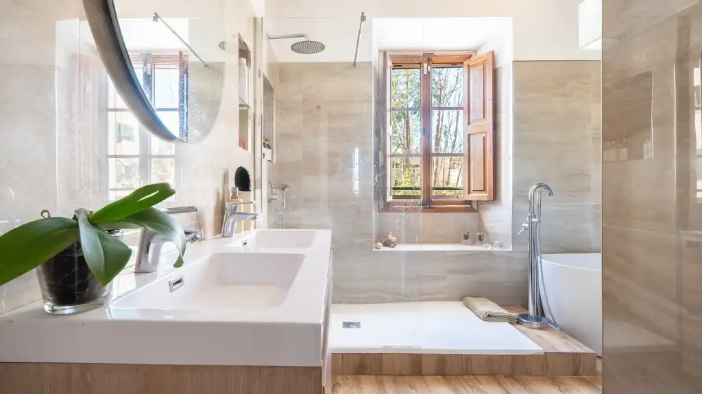 Baño de Finca rústica en venta en  Palma de Mallorca con Aire acondicionado, Jardín privado y Terraza
