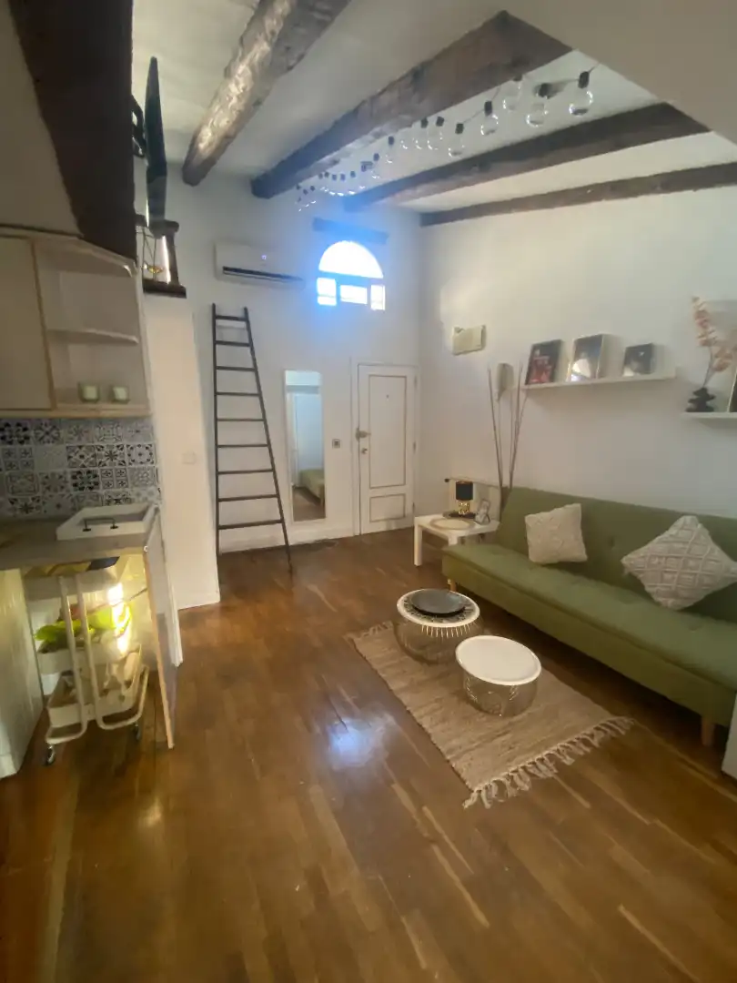 Wohnzimmer von Dachboden zur Miete in Madrid mit Klimaanlage, Heizung und Möbliert