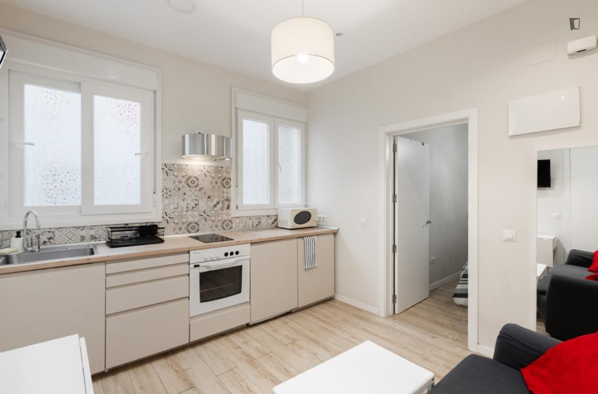 Cuina de Apartament de lloguer en  Madrid Capital amb Aire condicionat, Moblat i Forn