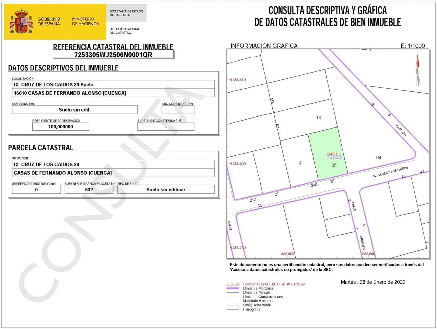 Terreno en venta en Casas de Fernando Alonso