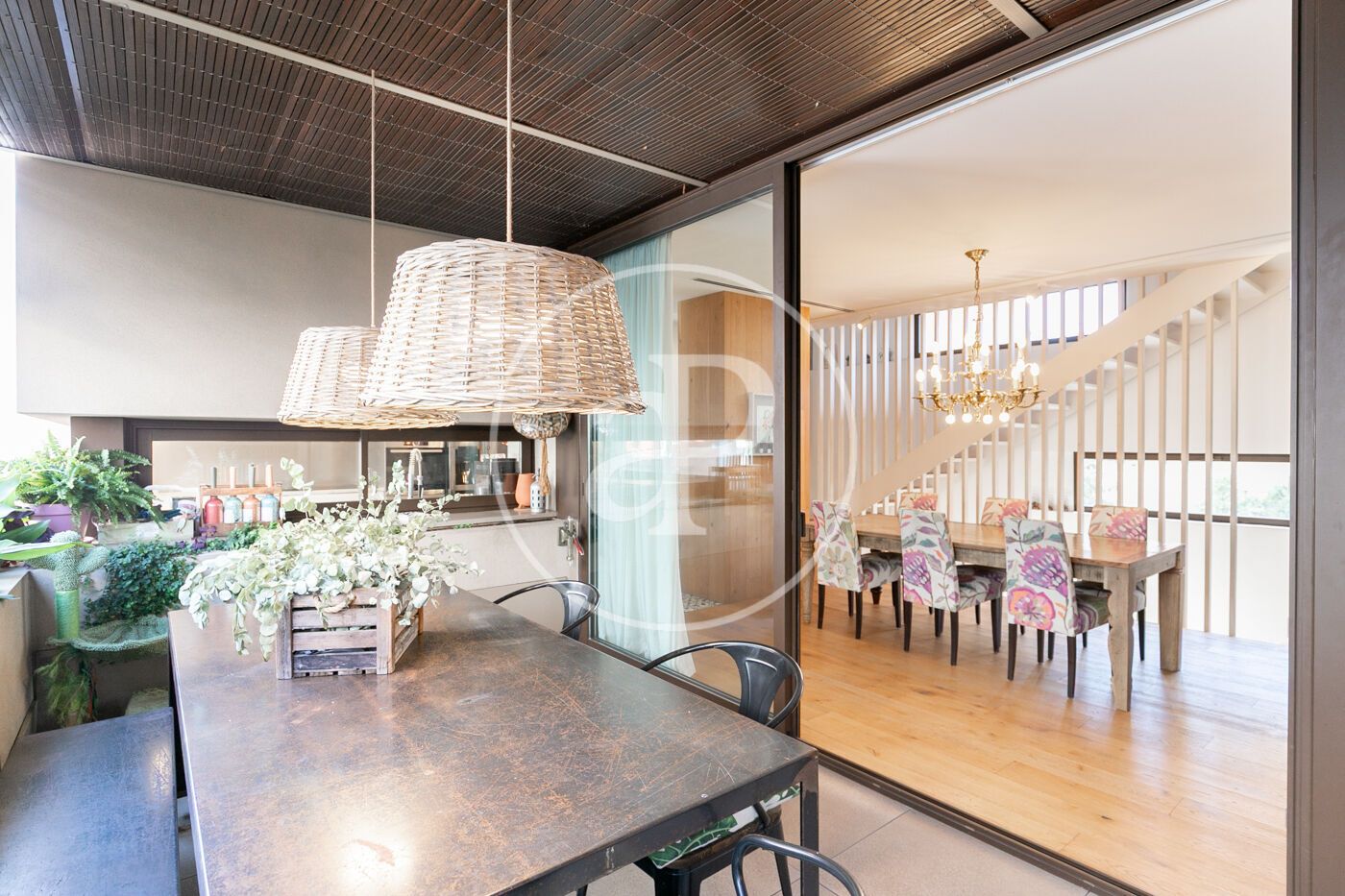 Dining room of Single-family semi-detached for sale in  Barcelona Capital  with Air Conditioner, Heating and Private garden