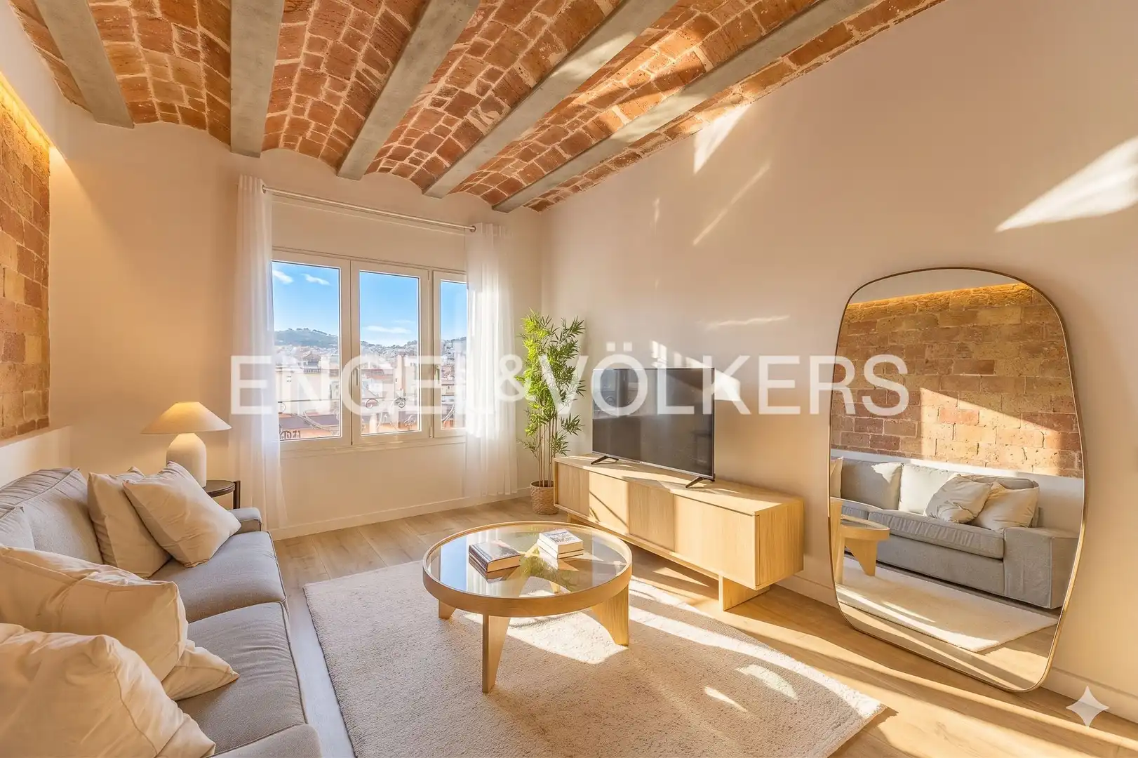 Wohnzimmer von Dachboden zum Verkauf in Barcelona mit Klimaanlage, Heizung und Parkett