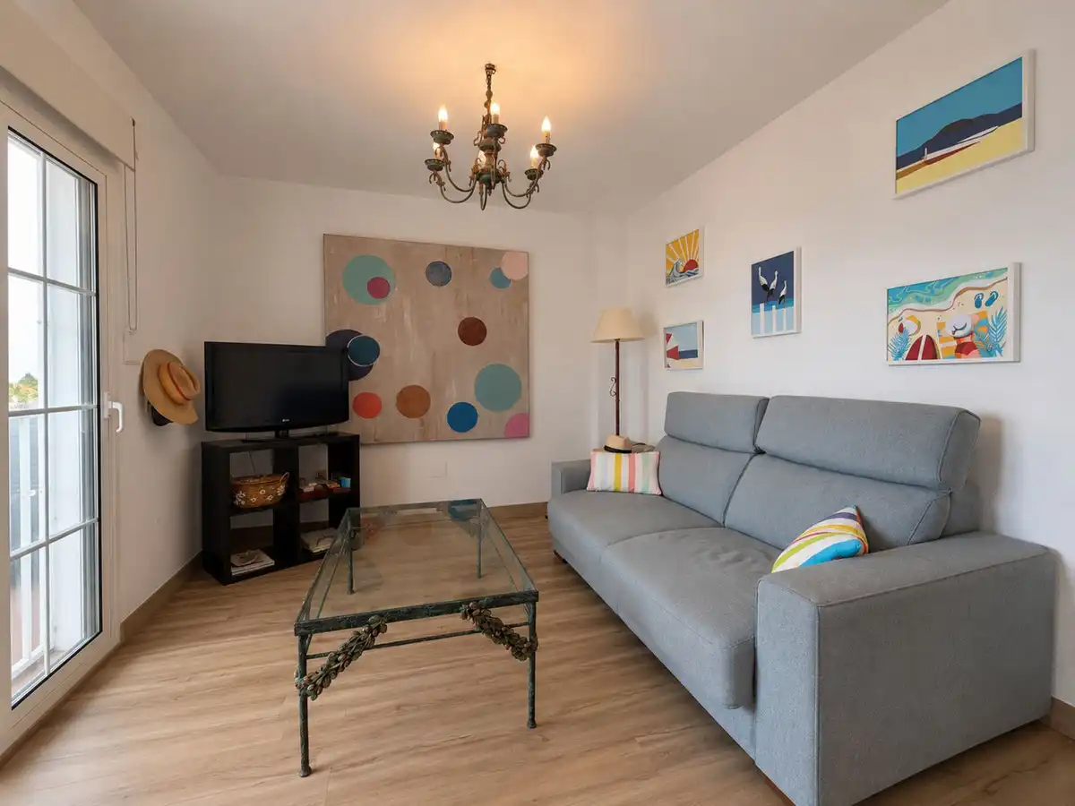 Wohnzimmer von Einfamilien-Reihenhaus zum Verkauf in Mijas mit Klimaanlage, Terrasse und Möbliert