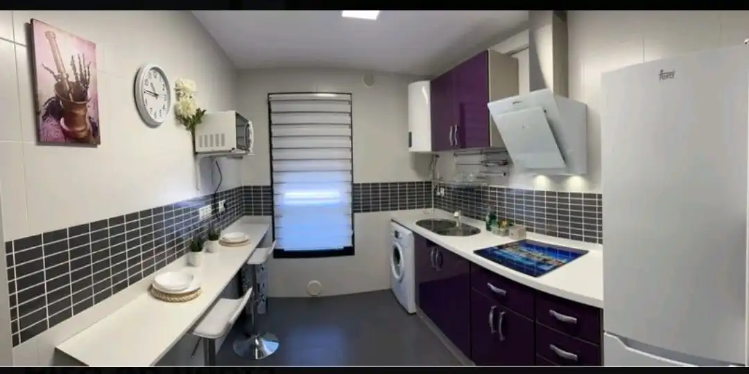 Cocina de Piso de alquiler en Roquetas de Mar con Aire acondicionado, Calefacción y Jardín privado