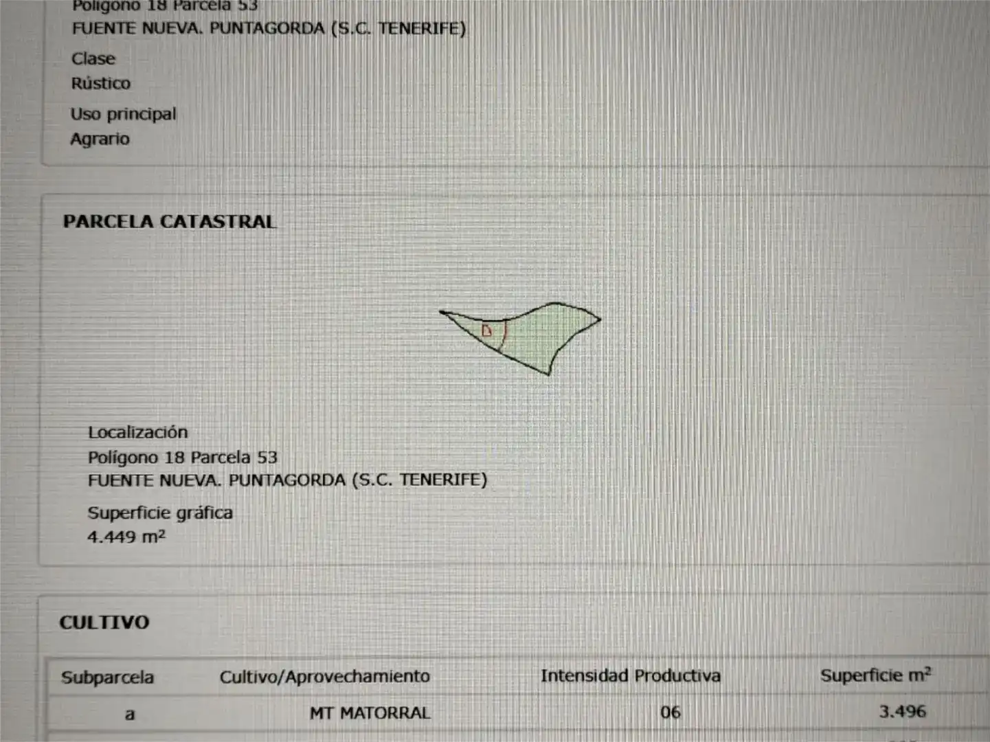 Finca rústica en venta en Puntagorda