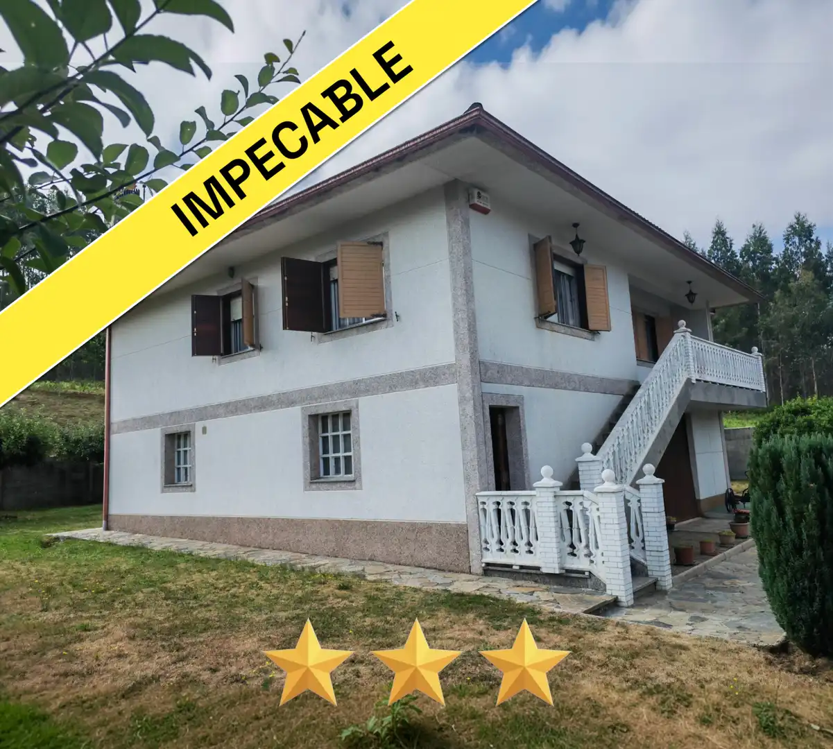 Vista exterior de Casa o chalet en venta en Mesía con Calefacción, Jardín privado y Parquet
