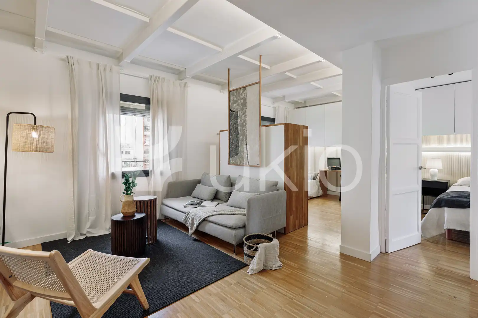 Sala de estar de Apartamento de alquiler en Barcelona con Aire acondicionado, Calefacción y Amueblado