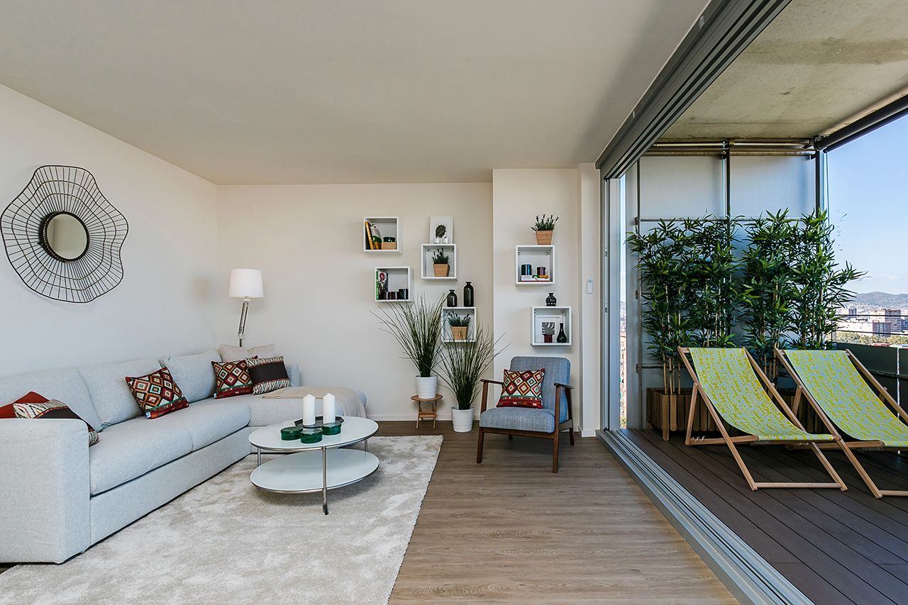 Sala d'estar de Apartament en venda en  Barcelona Capital amb Aire condicionat, Calefacció i Parquet