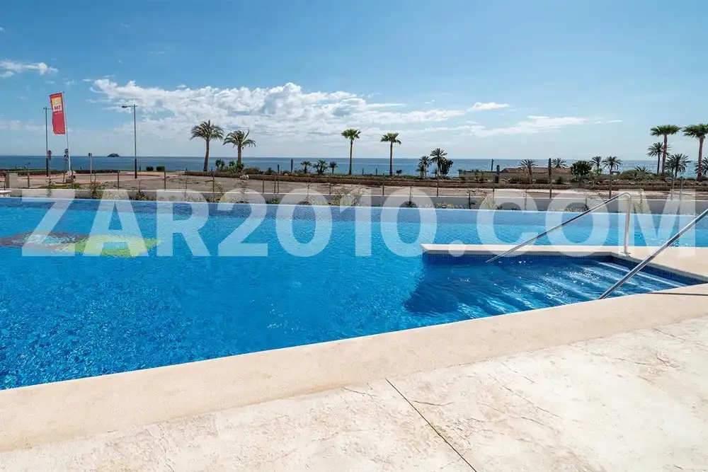 Schwimmbecken von Wohnungen zum Verkauf in Pulpí mit Klimaanlage, Privatgarten und Terrasse
