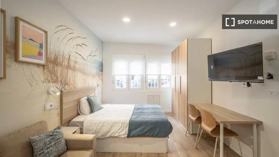 Bedroom of Study for share in Madrid  with Air Conditioner, Terrace and Furnished