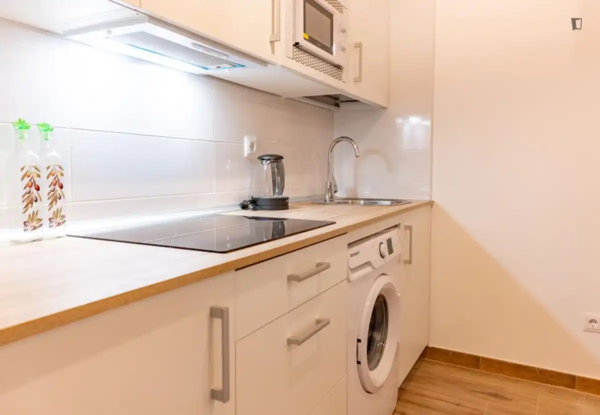 Cuina de Apartament de lloguer en Madrid amb Aire condicionat, Moblat i Rentadora