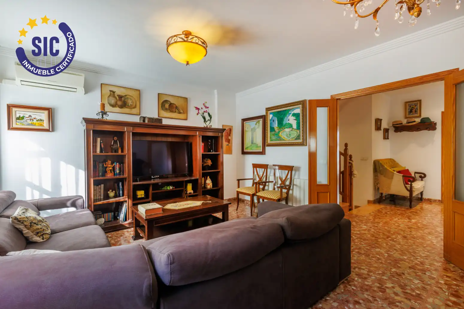 Sala d'estar de Casa o xalet en venda en L'Alcúdia de Crespins amb Aire condicionat, Terrassa i Balcó