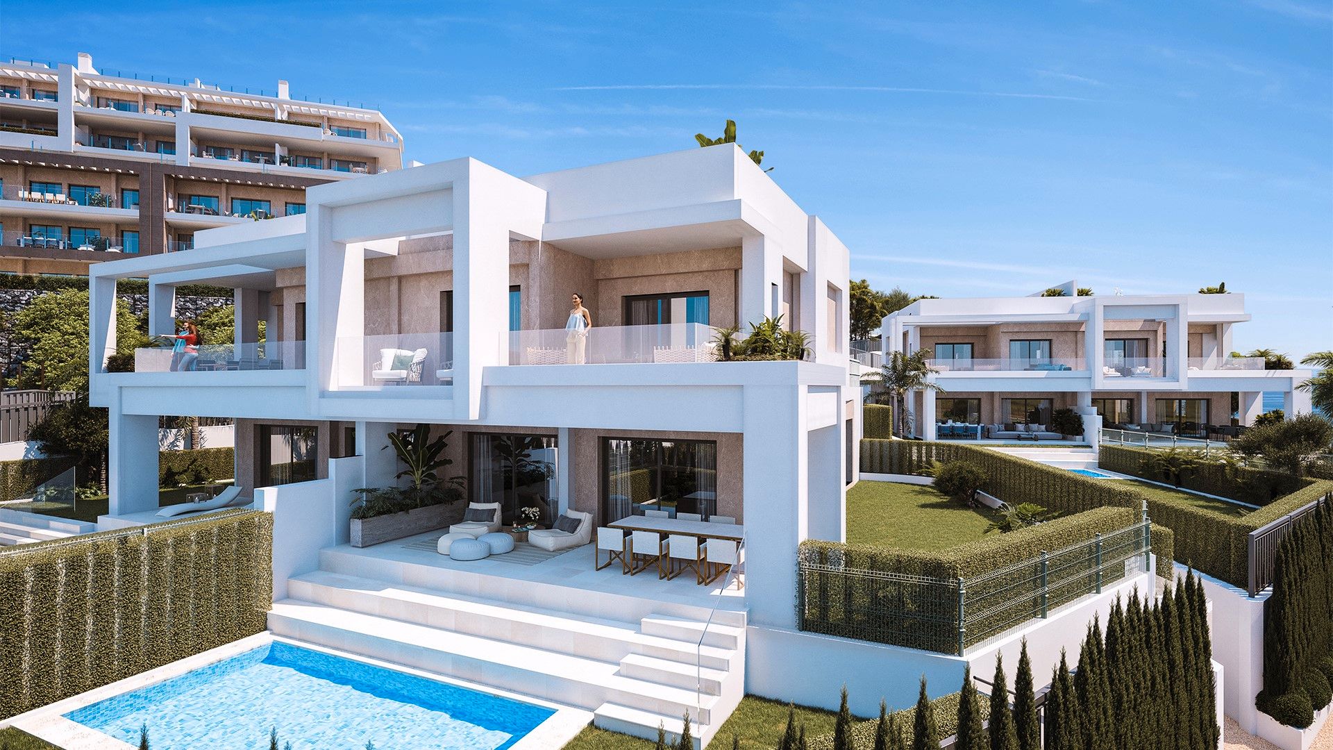 Exterior view of Single-family semi-detached for sale in Estepona  with Air Conditioner, Heating and Private garden