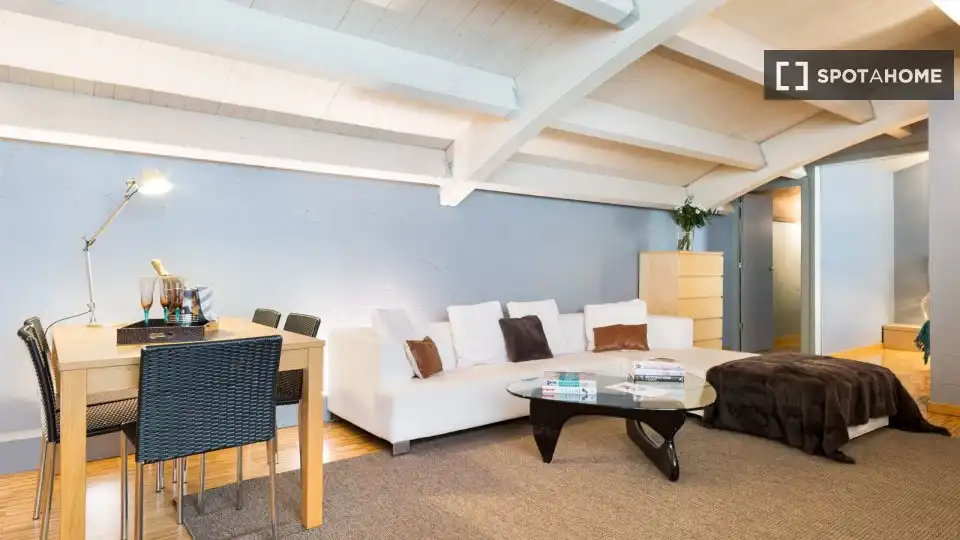 Sala d'estar de Apartament per a compartir en Barcelona amb Aire condicionat, Terrassa i Moblat